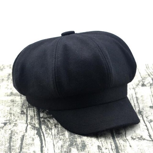 Korean Style Octagonal Hat for Men and Women, Duckbill Hat for Outings, Versatile Wool Hat for Autumn and Winter, Trendy Hat with Large Head Size