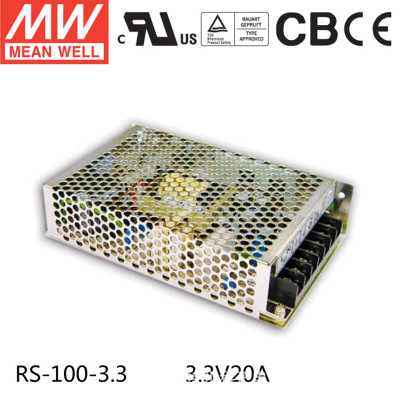 台湾明纬开关电源RS-100-3.3 66W 3.3V 20A
