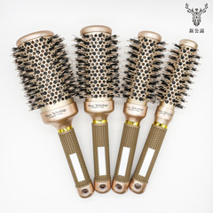 Cylindrical curly hair roller comb professional styling 4-piece set bristle comb thermal air aluminum tube ceramic roller comb hairdressing comb