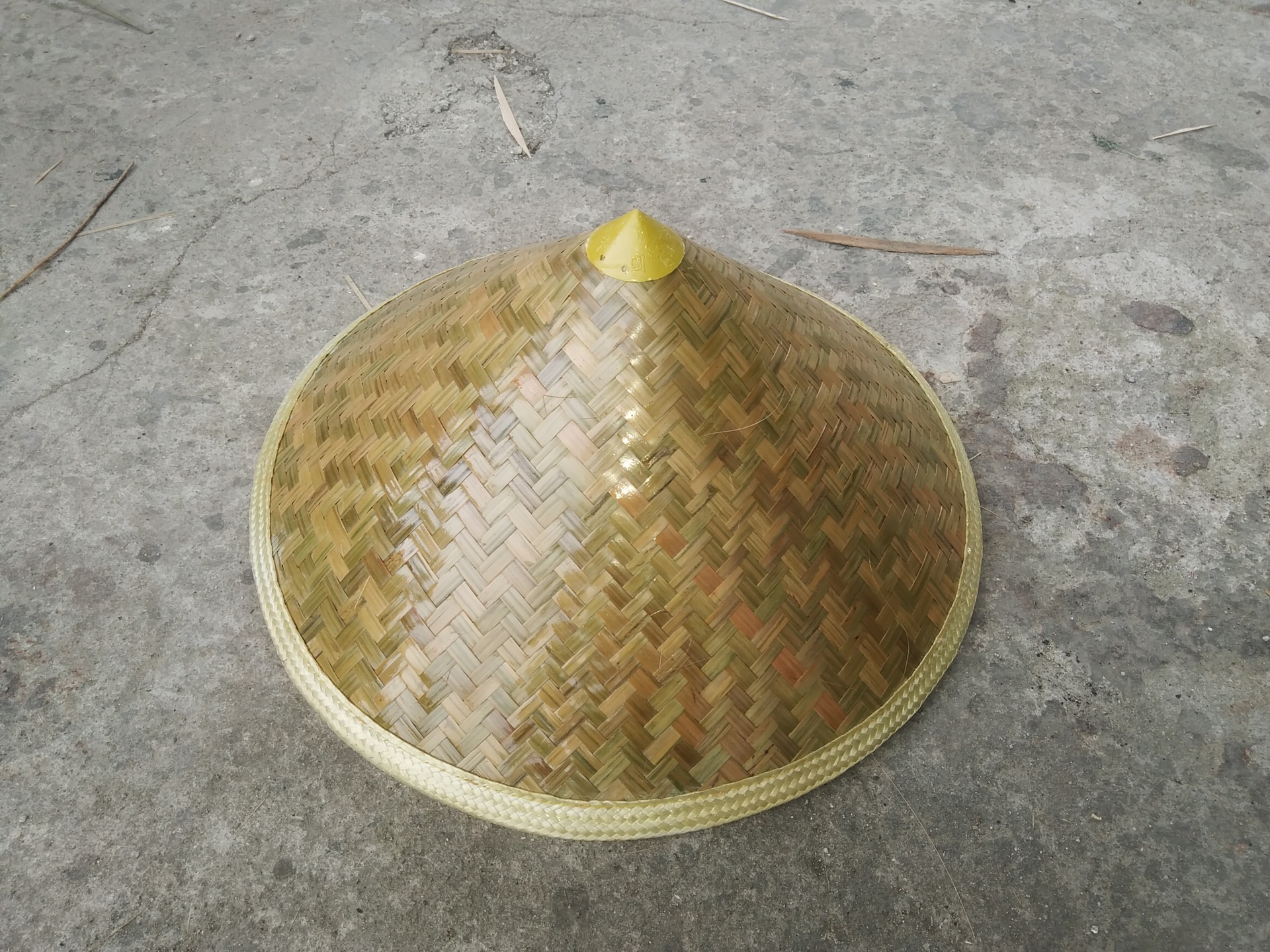 儿童头层竹皮舞蹈表演斗笠36cm现货批发竹斗笠防雨防晒帽厂家批发