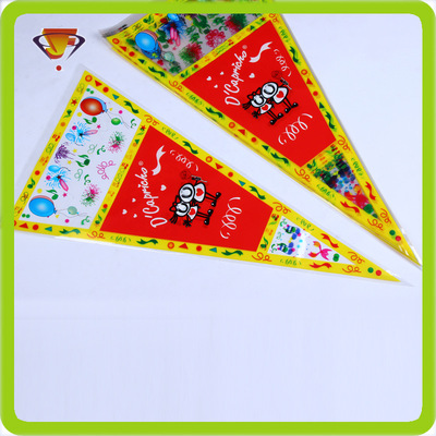 厂家定制印刷大号OPP三角袋 透明糖果包装袋 彩色花束印花鲜花袋