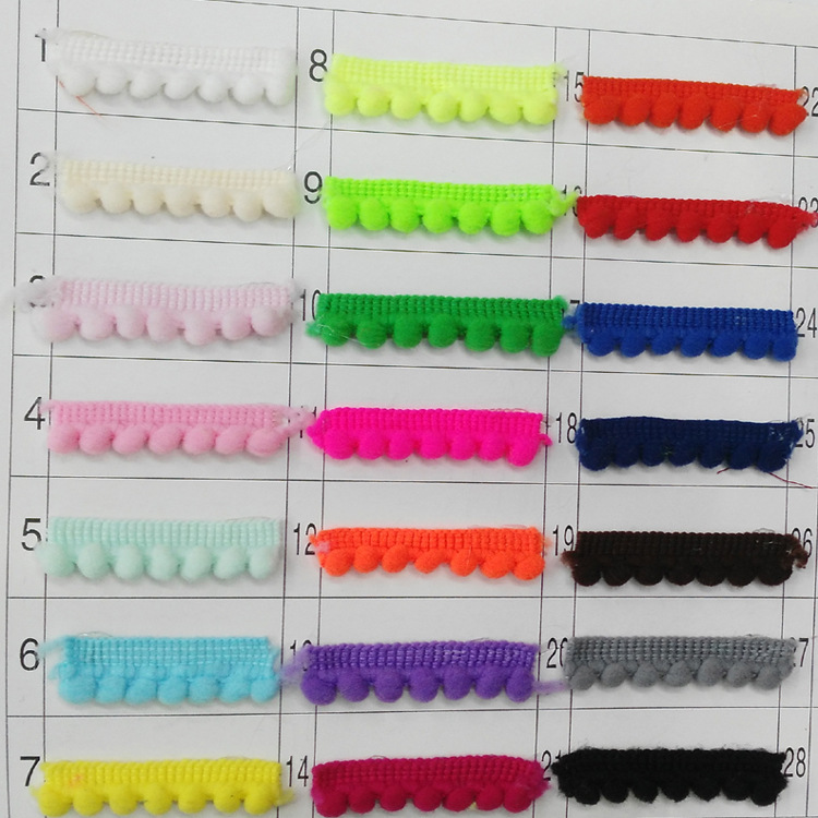 厂家供应现货彩色牙边毛毛球花边 绒球花边 PP球服装辅料配件