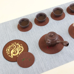 Factory Coffee Color Embroidered Cotton Mug Saucer Tea Set Tea Ceremony Accessories Tea Saucer Tea Mat Heat Insulating Pad