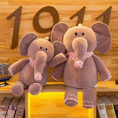 新款坐姿大象毛絨玩具 柔軟羽絨棉抱抱象公仔 舒適助眠可愛玩偶