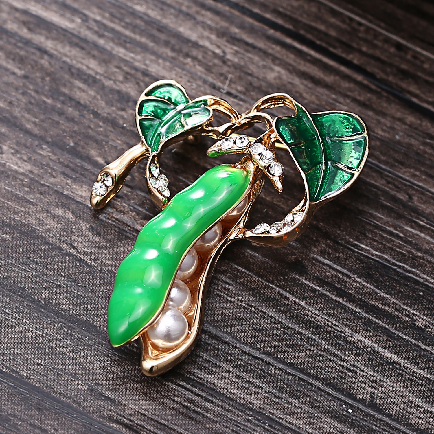 Sweet Simple Style Pea Alloy Enamel Plating Inlay Rhinestones Women's Brooches display picture 6