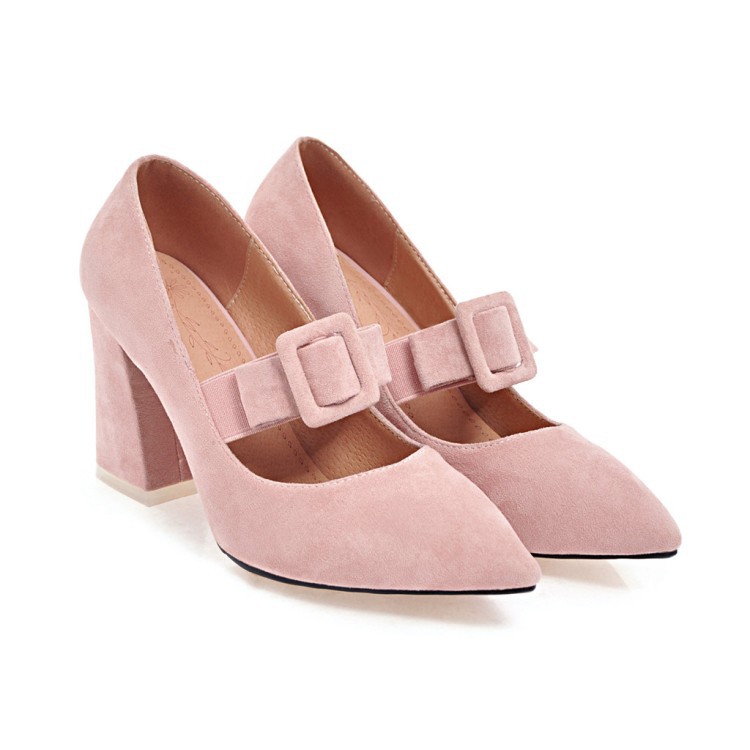 Chunky High Heel Pointed Toe  Size Shoes
