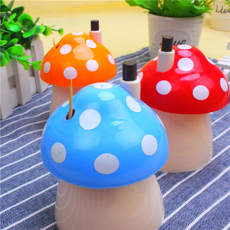 创意蘑菇牙签筒 按压式自动牙签罐 便携家用客厅餐厅牙签盒牙签瓶