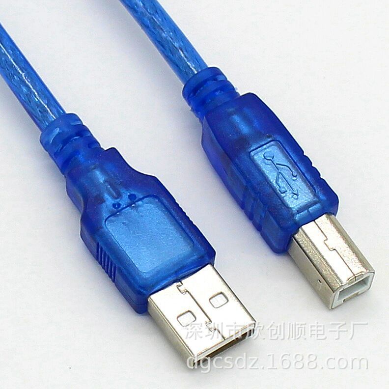 Manufacturer's transparent blue USB2.0A to B printed line USB…