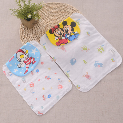 廠家直銷新款嬰兒吸汗巾幼兒棉印花柔軟微彈紗布墊背巾兒童隔汗巾