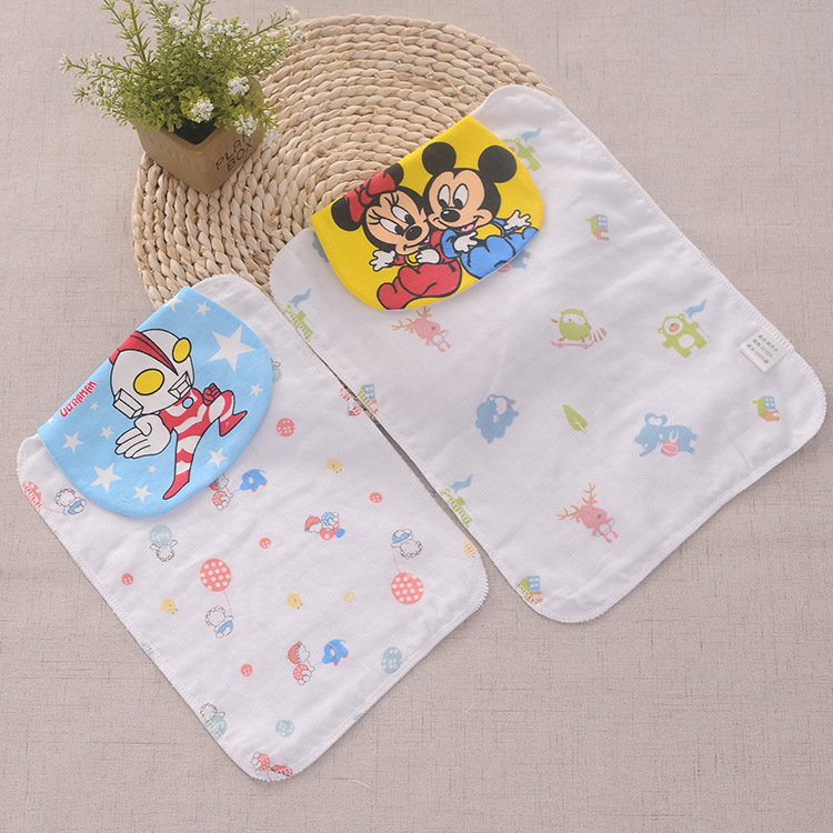 廠家直銷新款嬰兒吸汗巾幼兒棉印花柔軟微彈紗布墊背巾兒童隔汗巾