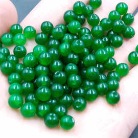 平价玉器 全绿色马来玉圆珠散珠 DIY饰品配件珠子散批