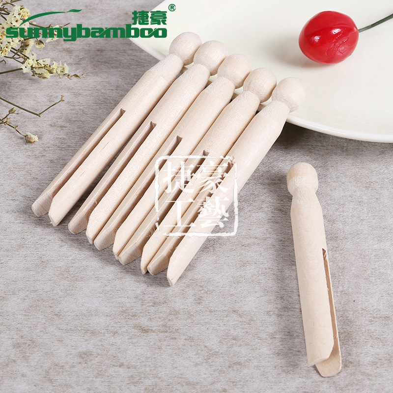 Early childhood education tools, natural wood-colored doll holders, children's educational wooden toys, wooden round heads, DIY doll holders, drying clothes holders detail image 3