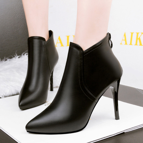 240-1 sexy pointed thin heel short boots women's shoes simple Plush Ankle Boots New Winter Martin boots