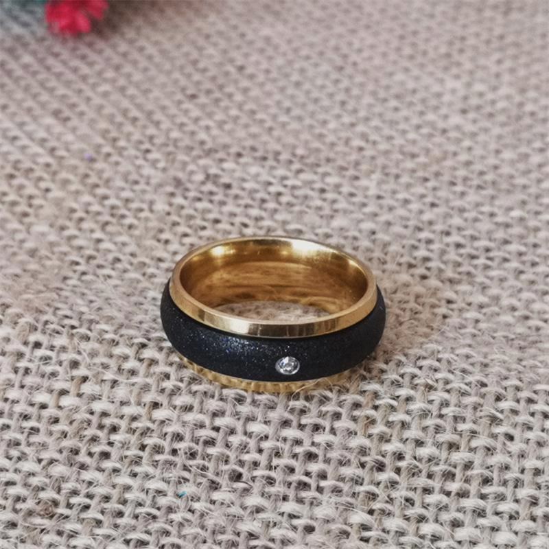 1 Piece Fashion Round Stainless Steel Inlay Artificial Diamond Couple Rings