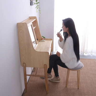 厂家直销北欧梳妆台卧室现代简约化妆桌白蜡木新款中小户型化妆台