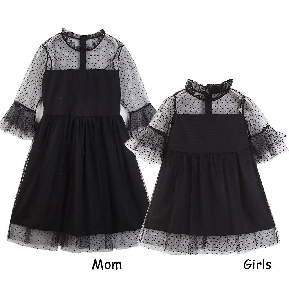 girls black lace dress