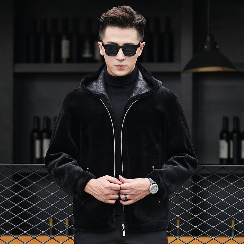 Autumn and winter Fur one Sheep velvet coat Korean Edition Self cultivation Stand collar leather and fur overcoat leather clothing man