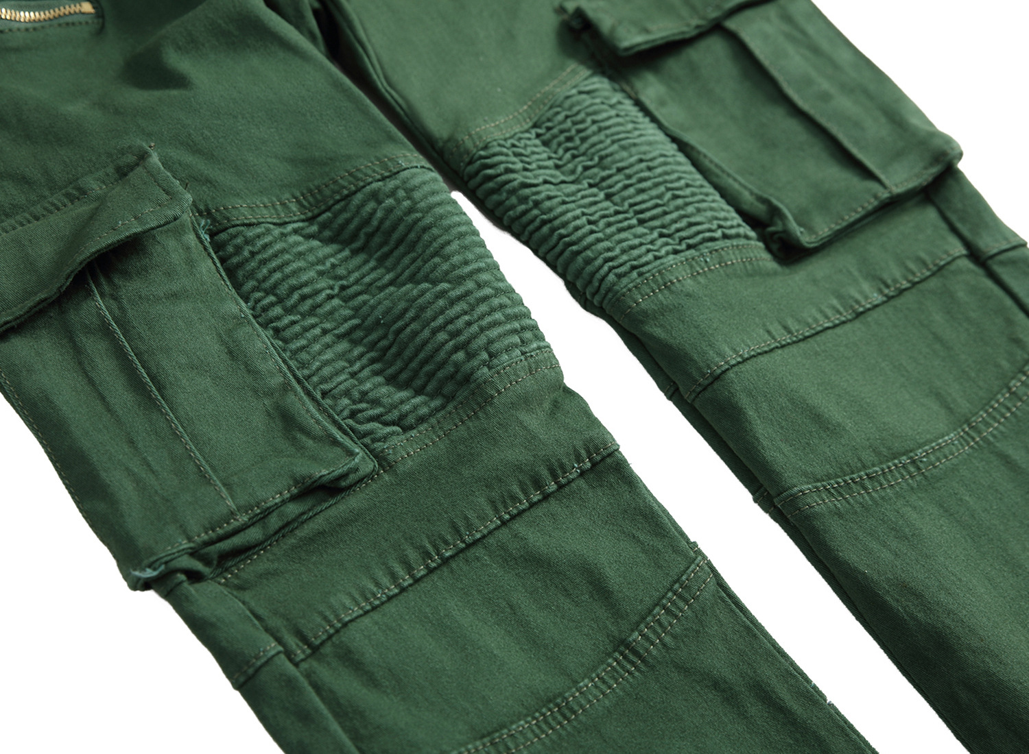 Vêtements pour hommes Pantalon de moto en denim décontracté noir pour hommes avec décoration à glissière Pantalon élastique pour hommes_voghion.com