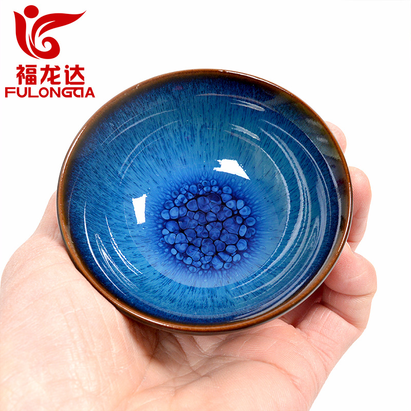 窯變單杯建盞天目主人杯陶瓷功夫品茗茶杯茶具兔毫釉大號茶碗茶盞