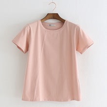 工廠生產夏季女裝短袖體恤 純色休閑上衣 純棉圓領 女式T恤 訂做