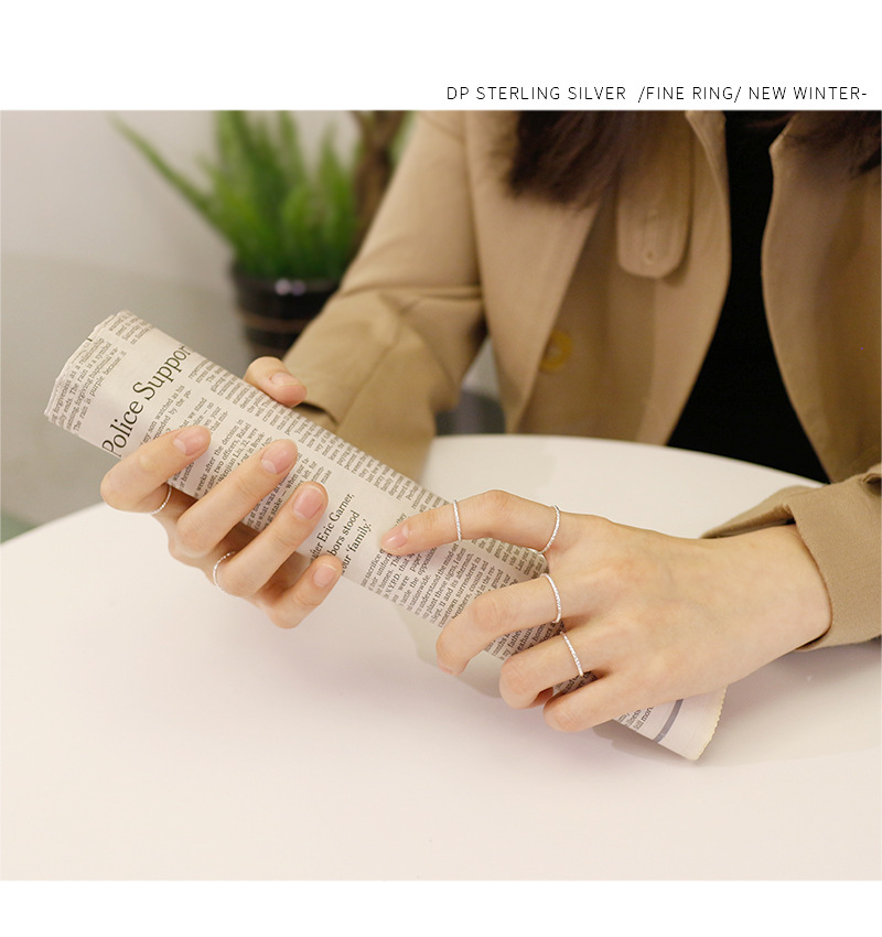 Korean version of S925 sterling silver fashion car flower flashing fine ring index finger ring joint