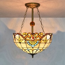 歐琈蒂凡尼創意彩色玻璃客廳餐廳卧室門廳藝術反吊燈巴洛克40CM燈