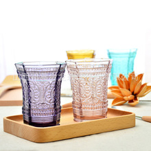 会龙彦雅轩彩色玻璃杯欧式水杯创意杯子家用果汁杯八角杯小花瓶
