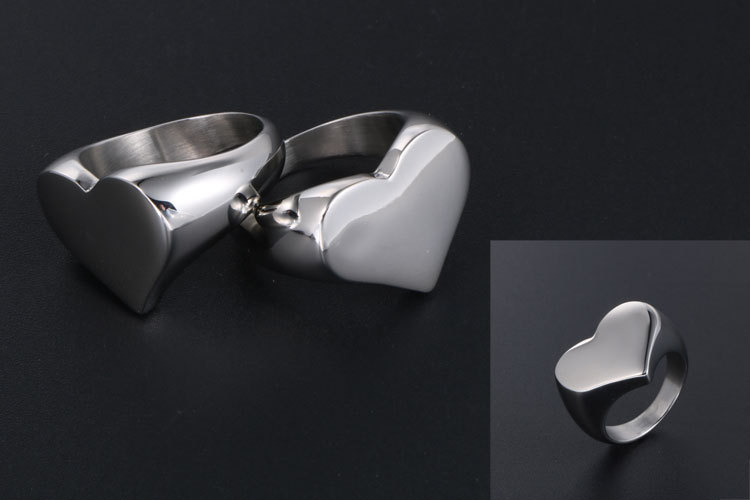 14g Weight Rings Classification 7, 8, 9 Ring Size 1 Piece Quantity Holiday, Daily Occasion Titanium Steel Material Customization Laser Engraving, Heart Shape Pattern All Seasons Season Unisex Gender Polishing Design Simple Style Style Simple Style Heart Shape Titanium Steel Polishing Rings 3