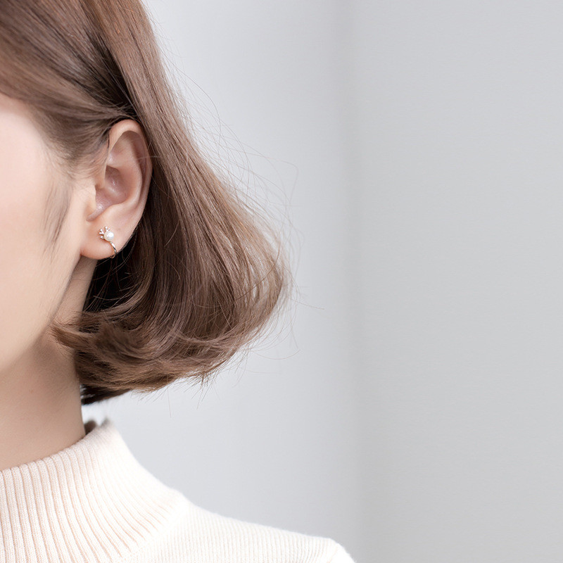 S925 plata esterlina croquetas de navidad adorables perlas de alce sin agujeros de orejas de cuerno de ciervo E5904