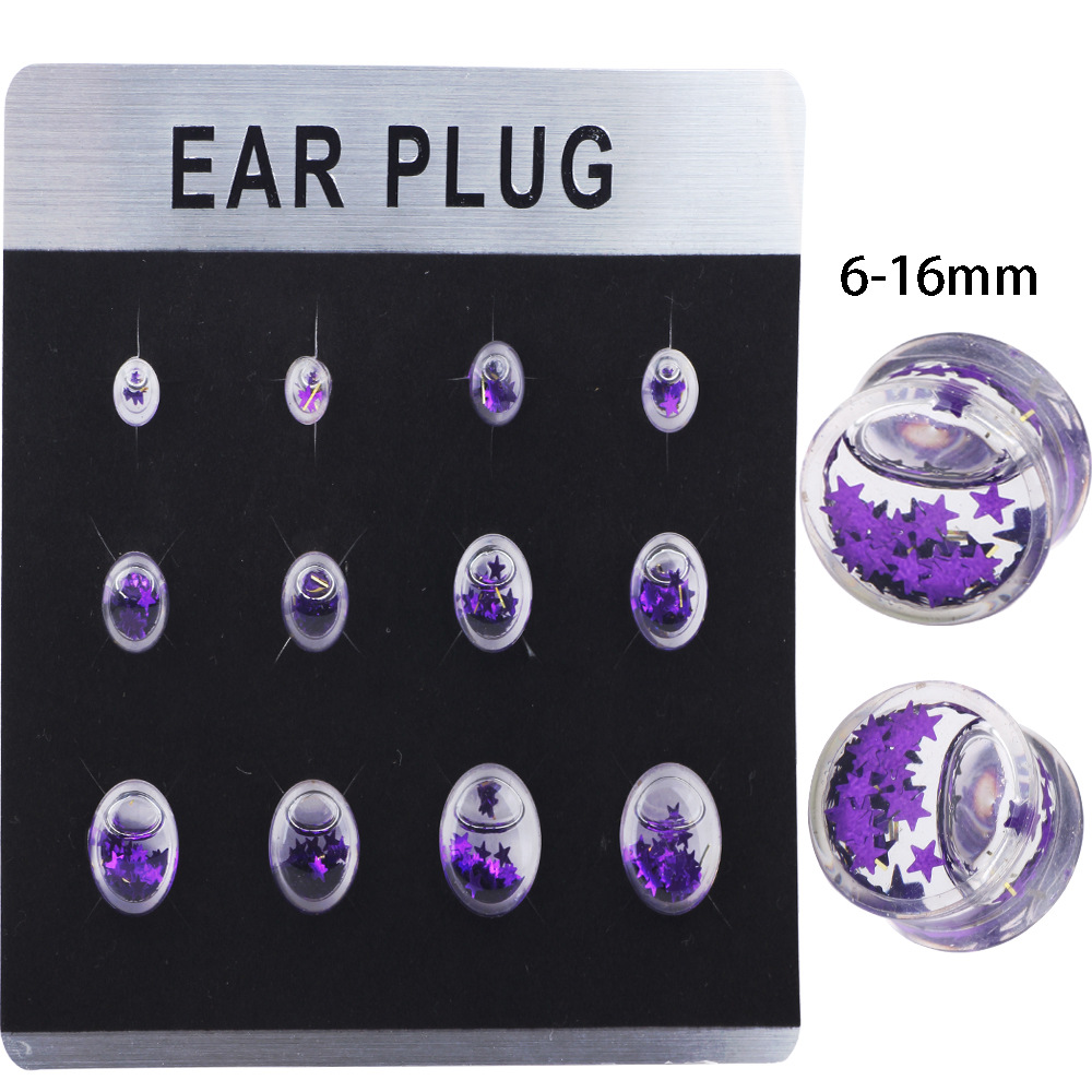Acrylic Glow Liquid Ear Expander Stretcher 12Pcs Card Pack - Geometric Ear Gauges detail image 9