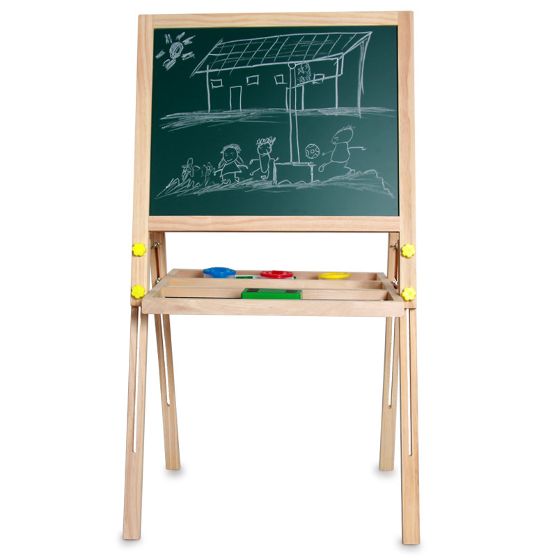 小盆友儿童磁性双面画画板画架套装宝宝家用写字白板支架式小黑板
