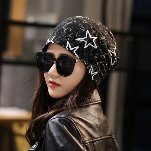 Spring and summer hats for men and women, pile hats, printed pullover hats, Korean style chemotherapy trendy baotou hats, confinement hats, thin nightcaps
