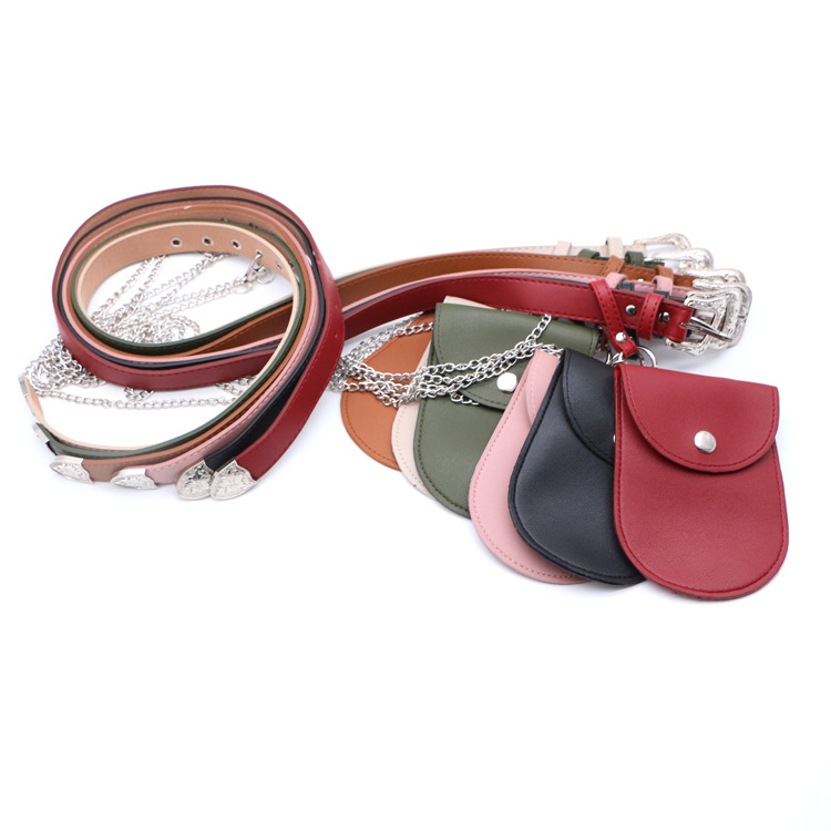 Vintage Floral Women's Belt with Metal Chain Waist Bag measurements and detail photo 17