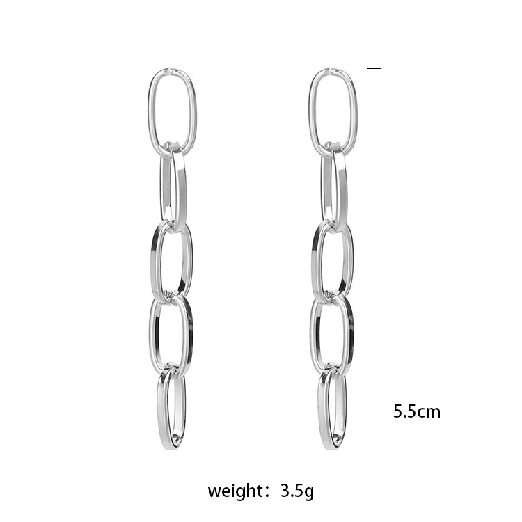 5g Weight No Inlaid Inlay Material Earrings Classification Copper Material Geometric Pattern Women'S Gender Plating Design Fashion Style Rose Gold, Gold, Silver Color Oval Chain Simple Retro Exaggerated Popular Earrings Wholesale 无