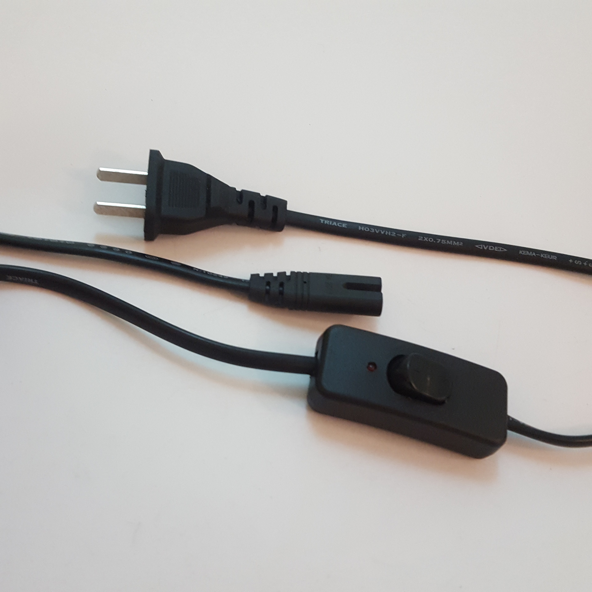 扁插带303开关8字尾电源线 2芯插头线 中式2插线 适配器连接线