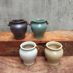 Cactus Pot Ceramic Plant Ceramic Ear Pot with Breathable Retro Simple Set Thumb Plant Pot