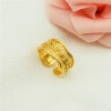 Vietnamese sand gold jewelry brass gold -plated jewelry hollow six -character mantra rings open ladies accessories wholesale