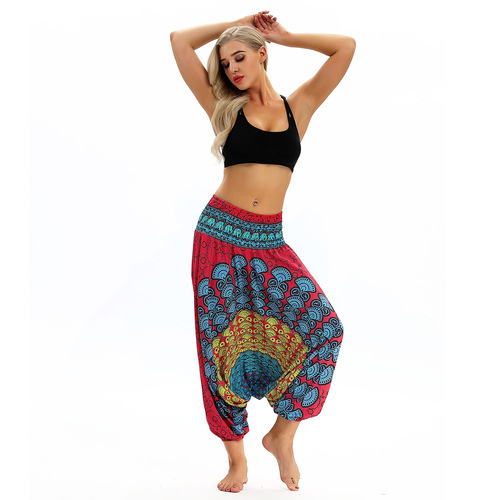 Yoga pants for women digital printing high waist Yoga Pants loose National Style Lantern pants