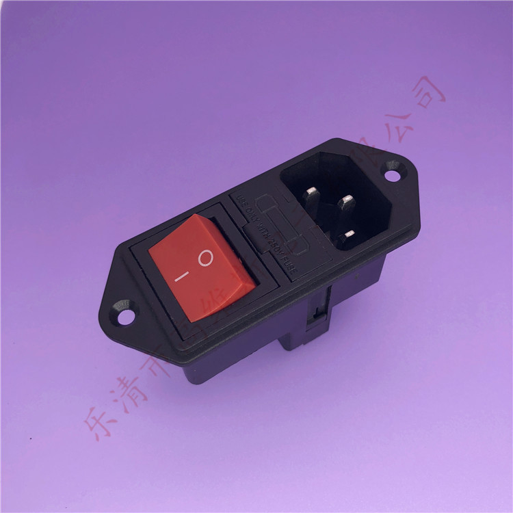 AC-01C三合一电源开关卡带灯开关插座加保险丝竖孔安装上下安装