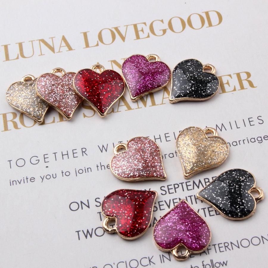 25g Weight 10 PCS/Package Alloy Heart Shape Pendant