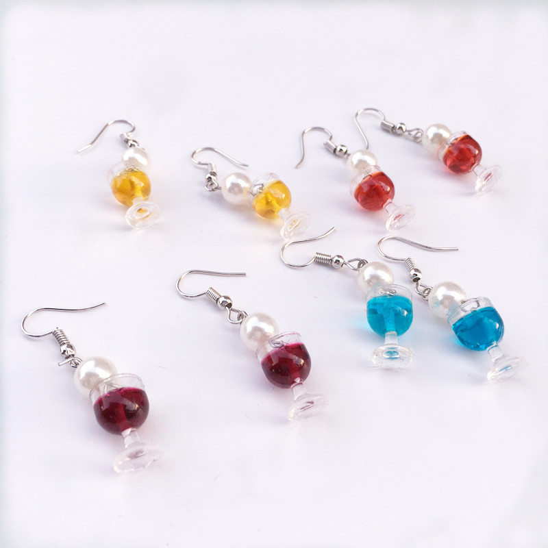 1 Pair Novelty Wine Glass Imitation Pearl Plastic Resin Women's Earrings display picture 4