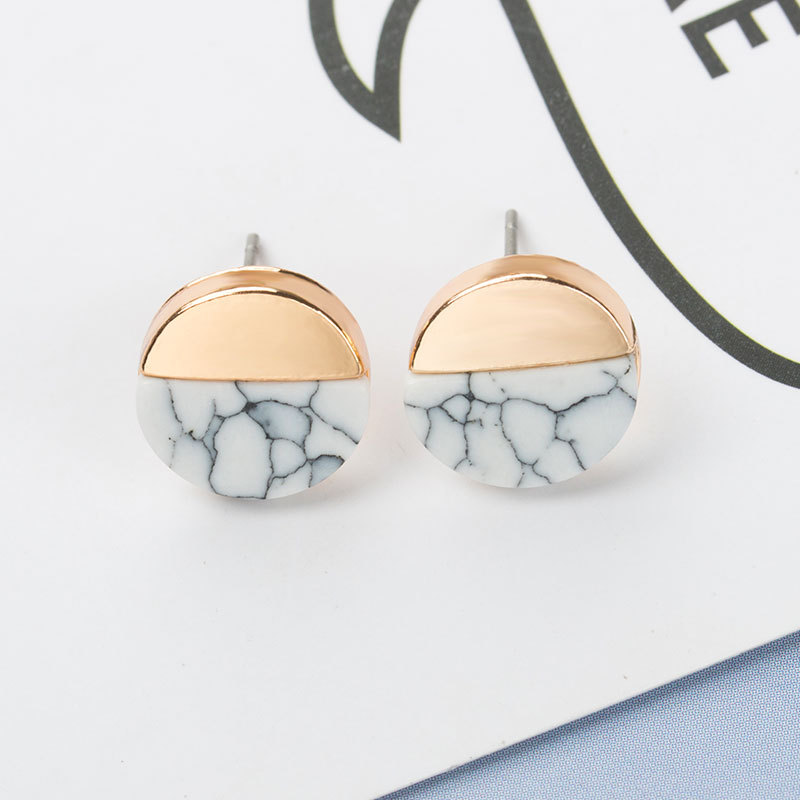 Retro Round Triangle Square Half Side Turquoise Stud Earrings Simple Geometric Earrings display picture 4