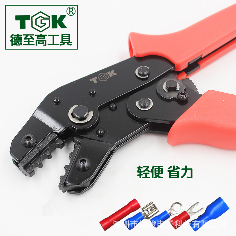 工业级TGK压线钳端子钳多功能电工接线压接钳子棘轮式裸端子杜邦