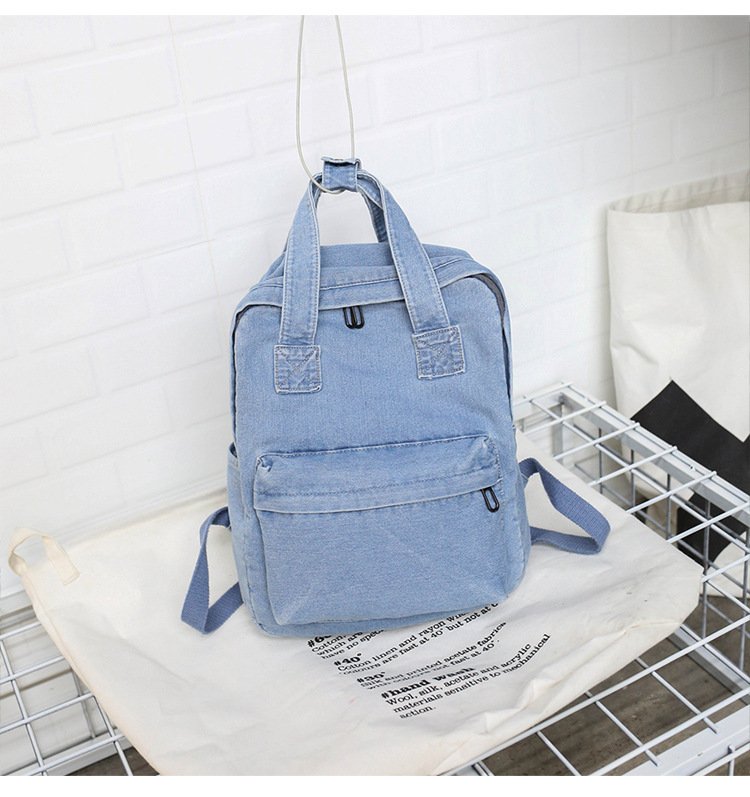 Korean backpack Korean style college style denim backpack simple student schoolbagpicture15