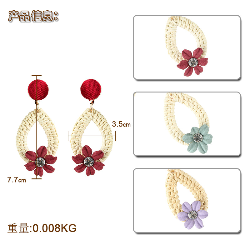 Alloy Simple Flowers earring  red NHJQ10632redpicture1