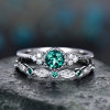 Fashionable zirconium, set, ring with stone emerald, accessory, wish, micro incrustation