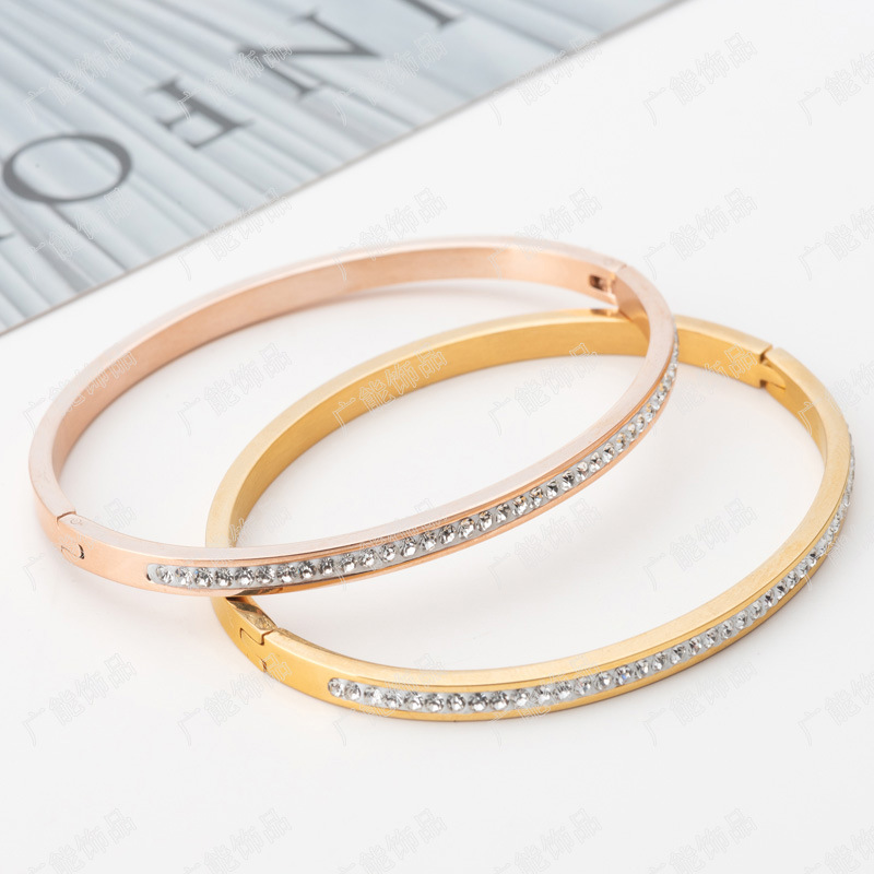 Wholesale Simple Style Round Stainless Steel Bangle display picture 4