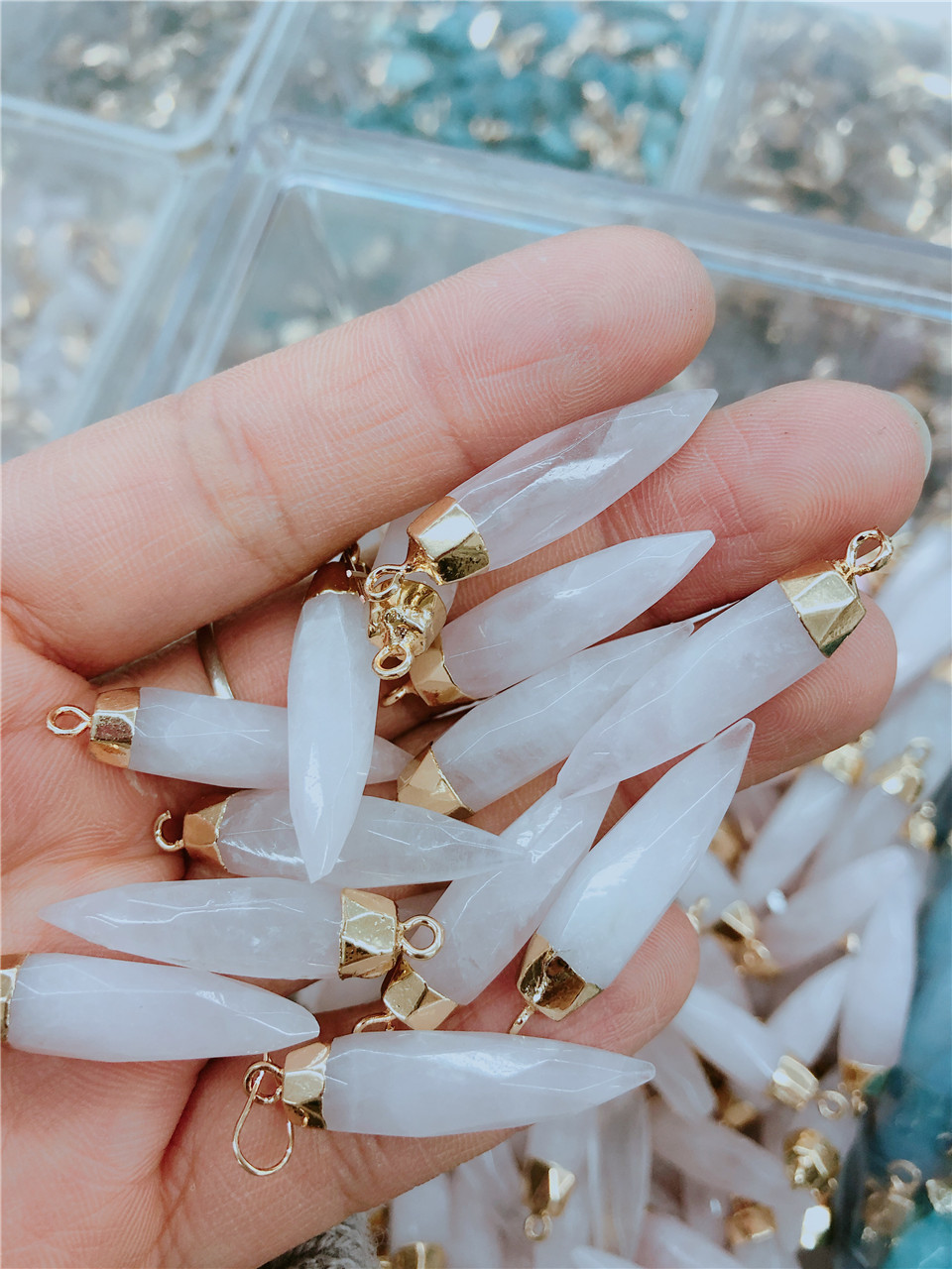 Water Droplets Pattern Simple Style Classic Style Water Droplets Natural Stone Plating Pendants