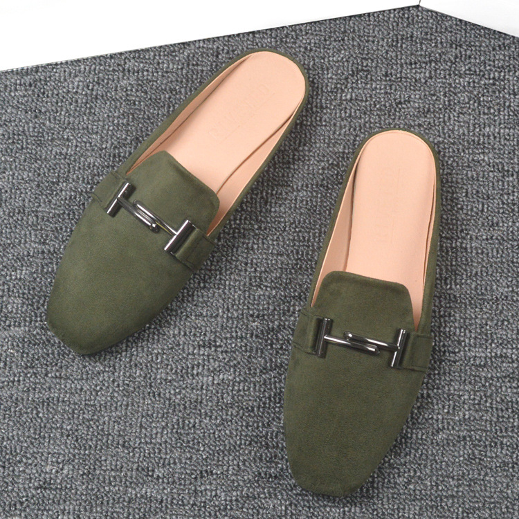 Flat Bottomed Baotou Slippers Women S Fashion Spring Lazy Outerwear Without Heel Large Size Single Shoes Mules_voghion.com