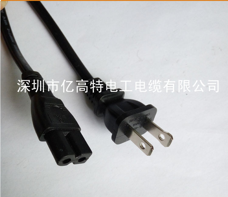 美标非极性二插D字尾插头线美规AC电源线